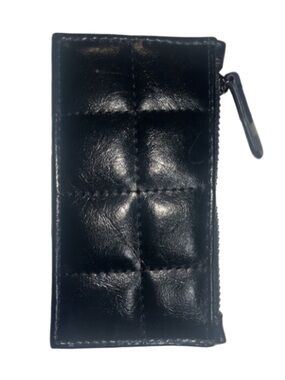 NWOT POPPY GREY Black Napa Quilted Faux Patent Leather RFID Credit Card Wallet